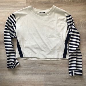 Top Shop Long-sleeve striped Crop Top